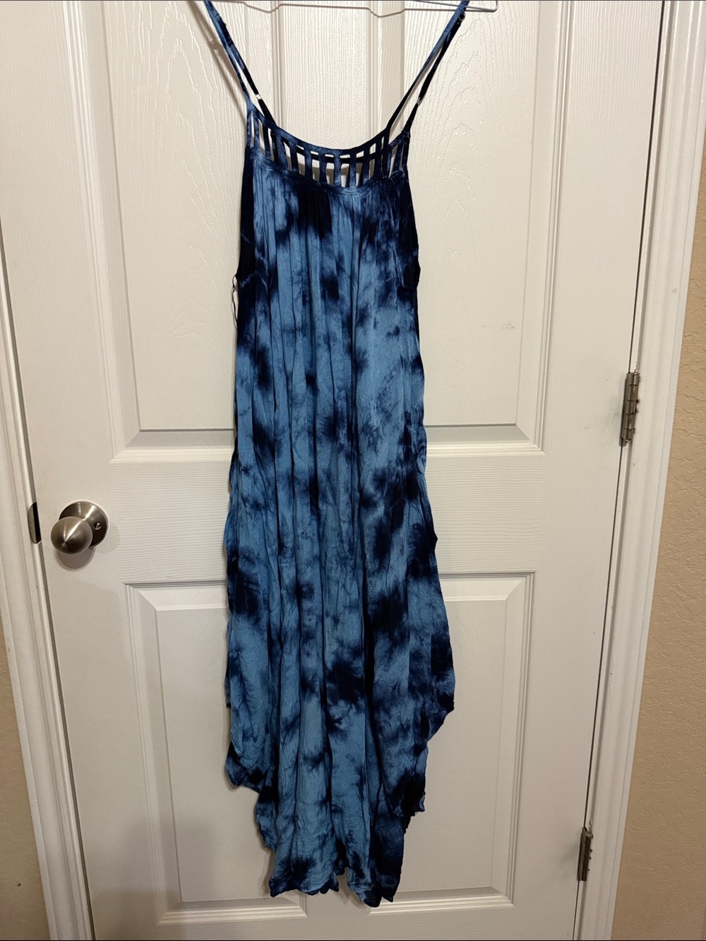 Blue Tie-Dye Strappy Maxi Dress